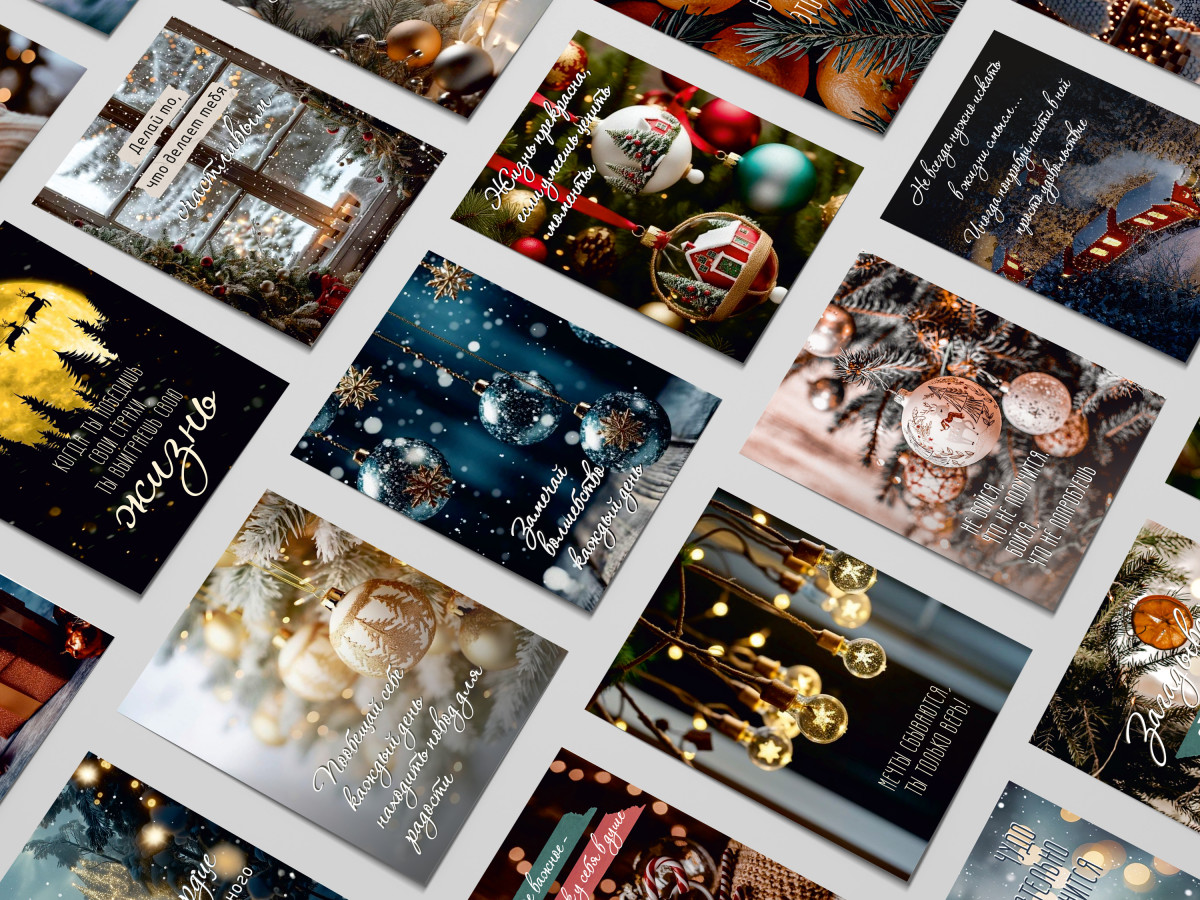 Новогодние открытки аффирмации мотивационные комплект из 30 шт