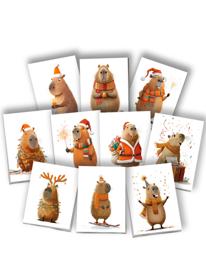 Набор новогодних блокнотов капибара 10 шт